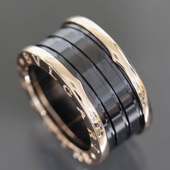 ブルガリ BVLGARI ビーゼロワン 黒セラミック リング 15号(56)K18PG 13.7g E1407