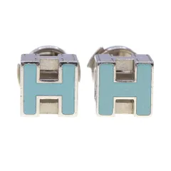 エルメス Hキューブ ピアス ブルー 青 HERMES エルメス ピアス カージュドアッシュ Hキューブ GP