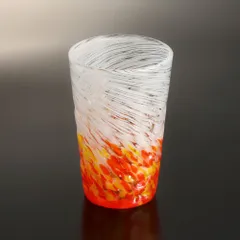 琉球ガラス　＜島心ロンググラス　才黄＞