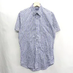 ◇ ⊂ brick House チェック ボタンダウン 半袖 ギンガム チェックシャツ サイズM ネイビー系 メンズ E  【1409100062458】