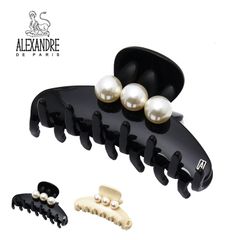 ACCM-16920-04　ALEXANDRE DE PARIS【アレクサンドル ドゥ パリ】 パールヘアクリップ M