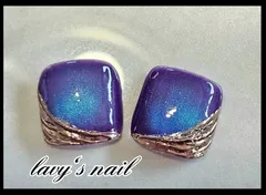 フット親指　ニュアンス偏光マグネット　変形フレンチミラージェルネイルチップ