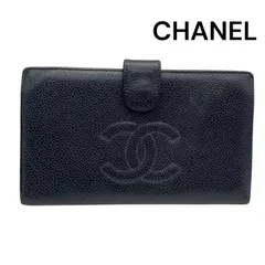 CHANEL ブラック キャビアスキン　二つ折り財布 2025年最新】シャネル 二つ折り財布 キャビアスキン 黒の人気