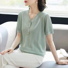 サマーニット 接触冷感 柔らかい トップス  半袖ニット ニット Tシャツ カットソー 半袖 サマーニット シンプル 涼しい きれいめ カジュアルskwhxr16