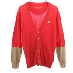 バーバリーブラックレーベル 三陽商会 長袖 Vネック カーディガン 2 レッド BURBERRY BLACK LABEL メンズ