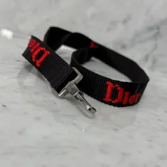 美品 Christian Dior クリスチャンディオール ビンテージ ブラックナイロンストラップ ロゴチョーカーネックレス ネックストラップ