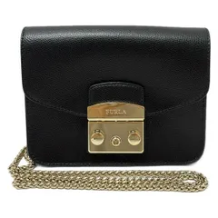 FURLA(フルラ) ショルダーバッグ美品  メトロポリス 黒 チェーンショルダー/斜めがけ/ミニバッグ レザー