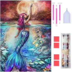 ダイヤモンドアート Rinimie ダイヤモンドアート キット マーメイド ダイアモンドビーズ絵画キット 5Dモザイクアート DIY 手作り絵画手芸キット ダイヤモンド塗装 全面貼り付けタイプ 芸術品 家用装飾 30x40cm