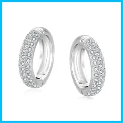 【人気商品】KRKC&CO ジルコニア イヤリング エタニティ メンズ フェイクピアス シルバー925 幅15mm イヤーカフ CZダイヤ フープイヤリング ノンホールピアス 両耳 おしゃれ 金属アレルギー対応 キラキラ