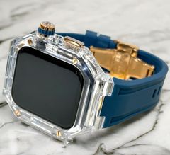 クリア&クリアローズ☆アップルウォッチバンド ラバーベルト