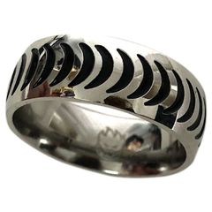 SPITFIRE CRESCENT RING - STAINLESS STEEL w/ BLACK Fill