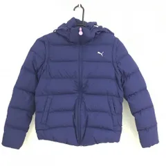 【美品】プーマ 4WAYダウンジャケット ネイビー フード裏ドット 軽量 袖・フード着脱可 レディース M ゴルフウェア PUMA