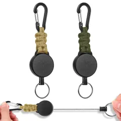 【特価商品】超軽量 伸縮性リール式キーリール 多機能 紛失防止 カラビナ付き 吊り下げ名札 リールキーホルダー キャンプ 2個セット ハイキング [SODOI] 釣りアウトドア用