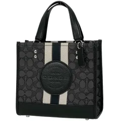 コーチ COACH デンプシー トート 22 シグネチャー ストライプ 2WAY ショルダーバッグ ハンドバッグ トートバッグ キャンバス ブラック C8417 レディース 【中古】