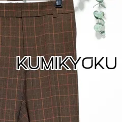 USED 組曲 テーパードパンツ チェック柄 ブラウン Mサイズ オンワード樫山 古着 レディース カジュアル