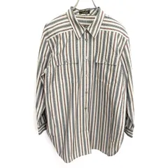 #a レリアン Leilian シャツ ブラウス 9号 マルチ ストライプ 長袖 刺繍柄 オーストラリア製生地 タグ付き 美品 レディース [957218] k01