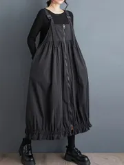 キャミワンピース レディース ワンピース サロペットスカート 体型カバー サロペット ジャンパースカート オールインワン サスペンダー 無地 体型カバー ゆったり 大人 おしゃれ 春夏秋冬