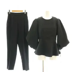 ルイルエブティック RUIRUE BOUTIQUE バルーンスリーブジャガードトップス×パンツセットアップ ブラウス S ブラック /ES ■OS