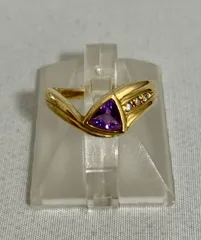 K18PG アメシスト 1.22ct ダイヤ 0.22ct リング 【中古美品】