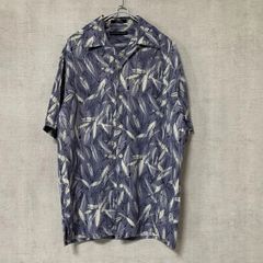 【SILK100%】Geoffrey Beene アロハシャツ ネイビー【メンズM】