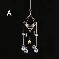 ウィンドチャイム クリスタルビッグウィンドチャイムムーン＆サンキャッチャー手作りガーデン吊りペンダント飾り窓カーテン家の装飾