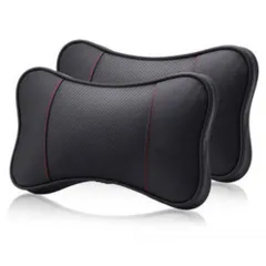 新品 ドットコムプライム 車 ヘッドレスト ネックパッド 枕 衝撃吸収 PVC 疲労軽減 ブラック 2個