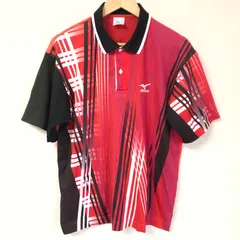 (^w^)b Mizuno ミズノ 卓球 テーブルテニス TTリーグ ジャージ ポロシャツ 赤 黒 スポーツ トレーニング 日本製 ランニング ウォーキング ジョギング 春 夏 秋 ポリエステル100% 半袖 ロゴ 刺しゅう メンズ サイズ L