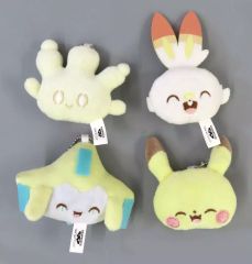 [중고] 키홀더 전 4종 세트 포켓피스 볼체인 봉제인형 ~피카츄·지라치·히바니·마호밀~ [포켓몬스터]