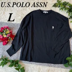 U.S.POLO ASSN　ロンT 男女兼用　黒　ロゴ入り　長袖　Uネック
