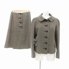 ジュンコシマダ JUNKO SHIMADA セットアップ スーツ ジャケット スカート ひざ丈 ボタンデザイン ステンカラー 9 グレー /JSのサムネイル