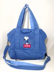 税込み8,990円　刺繍デニムトート「EDWIN／スヌーピー」ブルー　ほぼ未使用