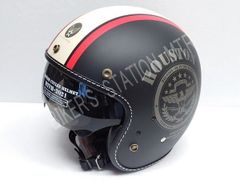 送料込！ HOUSTON ヒューストン HTVH-2021 インナーバイザージェットヘルメット ブラックアイボリーレッド フリーサイズ パイロットジェットヘルメット