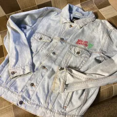 ZARA ビッグプリント デニムジャケット Gジャン Lサイズ ダメージ加工