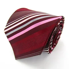 フランコバレンチノ ブランド ネクタイ ストライプ柄 シルク PO メンズ ワインレッド FRANCO VALENTINO 【中古】