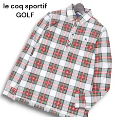 le coq sportif GOLF ルコック スポルティフ ゴルフ 通年★ 長袖 ボタンダウン タータン チェック ポロシャツ Sz.M メンズ