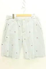 【中古】 Polo by Ralph Lauren メンズハーフパンツ 32 ハーフパンツ Polo by Ralph Lauren 32 白 ホワイト 水色 アクアブルー 総柄 ストライプ