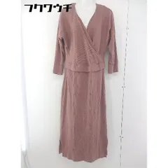 ◇ green label relaxing UNITED ARROWS カシュクール　 長袖 ロング ニット ワンピース ピンク系 レディース  【中古】 【1106110002817】