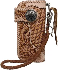 K&R バイカーズ ウォレット カービング 財布 長財布 1$( ナチュラル/ナチュラル)