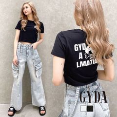 GOD REVOL GYDALMATIAN ショートTシャツ GYDA ジェイダ 072442710501 gyda レディース 半袖 Tシャツ ショート丈 オフホワイト 黒 ブラック 無地 ロゴ ダルメシアン gyda Tシャツ 新品 正規品