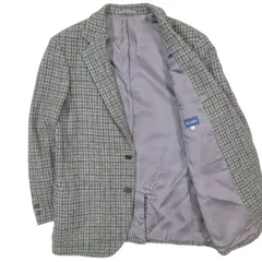 美品 ビームス × ハリスツイード BEAMS × HARRIS TWEED チェック柄 テーラード ジャケット 3B 段返り ブレザー 総裏地 ハリスツイードウール 日本製 サイズM グレー メンズのサムネイル
