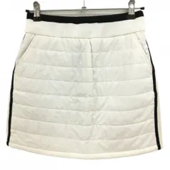 【美品】マンシングウェア 中綿切替スカート 白 前身頃中綿 サイドライン黒 ウエストゴム  レディース M ゴルフウェア Munsingwear