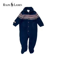 875◯ RALPH LAUREN ロンパース　ネイビー　6M 裏起毛