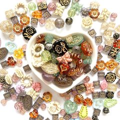 【数量限定】ハンドメイド アクセサリー 手芸 ピアス アクリルビーズ 50g入り パーツ ミックス チャーム アンティーク ビーズ ゴム紐付き（ミックス） Harovo