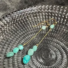 1503 癒しを与える✨️ 淡水パール アマゾナイトピアス ハンドメイド