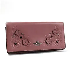 コーチ 二つ折り 長財布 レザー ライトパープル 中古 Bランク COACH