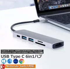 USB C ハブ Switch HDMI USB Type C ハブ 6in1 MacBook Pro/Air USB3.0 ハブ 6ポート 4K HDMI出力 100W PD急速充電 SD&Micro SDカードリーダー 高速データ転送 Ninte