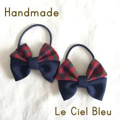 キッズミニリボン ヘアゴム (赤紺w3)