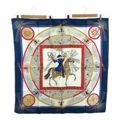 HERMES エルメス カレ90 FEUX D'ARTIFICE 技巧の火 スカーフ ブランド 小物 ファッション 大判スカーフ 青 ブルー系