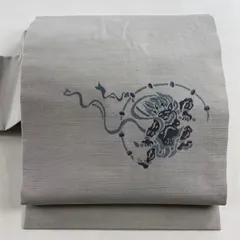 O0770 オールシーズン 美品 逸品 お洒落 風神雷神 正絹 名古屋帯 O0770 オールシーズン 美品 逸品 お洒落 風神雷神 正絹 名古屋帯