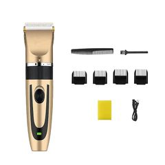 バリカン 電動バリカン防水 ばりかん 散髪用 低騒音 USB充電式 5段階調節可能 ヘアーカッター コードレス ヘアクリッパー LCDディスプレイ 子供・家庭・業務用 プロ仕様 ゴールデン 1